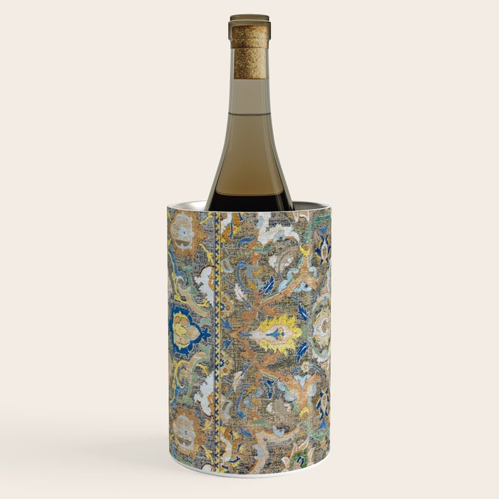 Antique 17th Century Safavid Polonaise Golden Blue Persian Carpet Wine Chiller Gallery Image 2