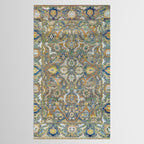 Antique 17th Century Safavid Polonaise Golden Blue Persian Carpet Tablecloth Gallery Image 2