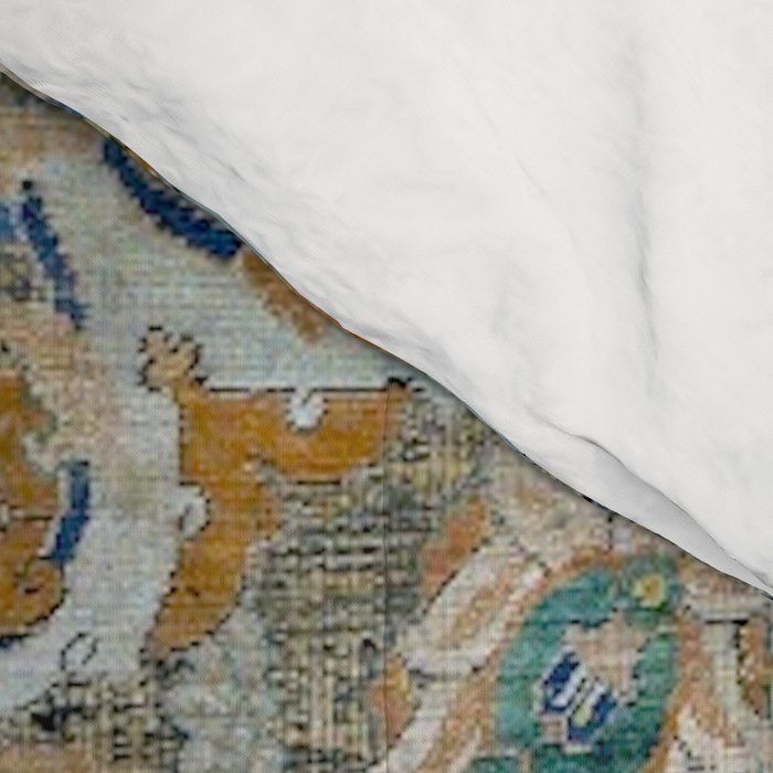 Antique 17th Century Safavid Polonaise Golden Blue Persian Carpet Comforter Gallery Image 4