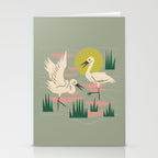 Cranes Wading At Sunset (Sage) Stationery Card Gallery Image 2