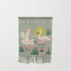 Cranes Wading At Sunset (Sage) Wall Hanging Gallery Image 1