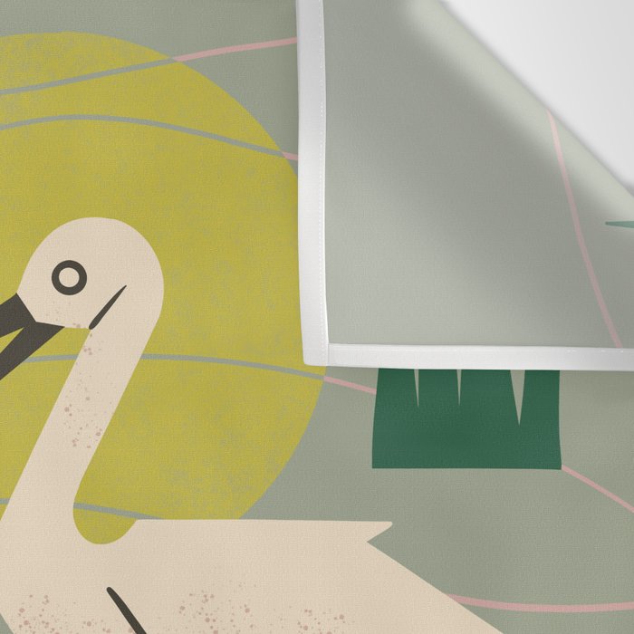 Cranes Wading At Sunset (Sage) Wall Tapestry Gallery Image 3