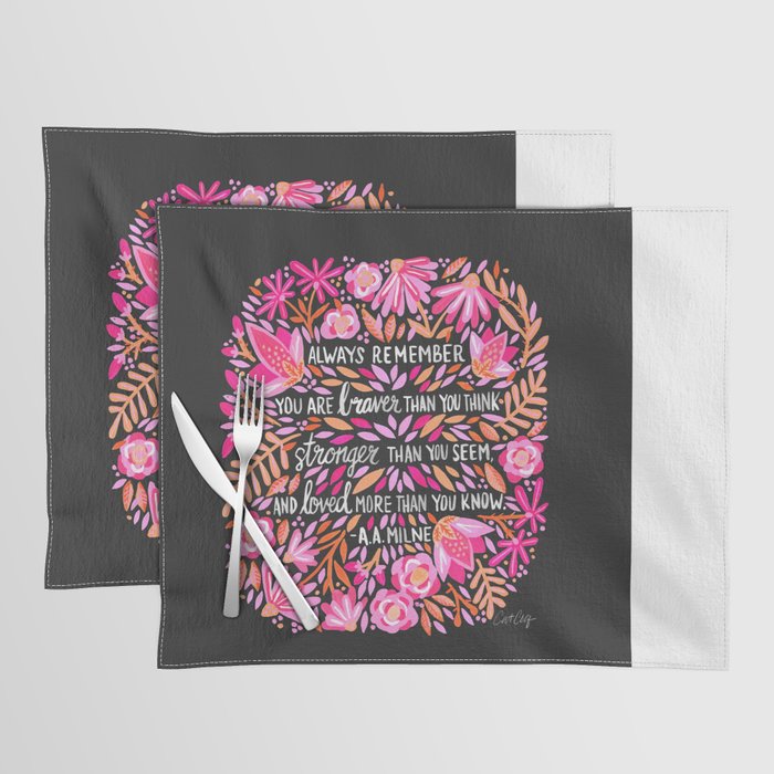 Always Remember - Pink & Charcoal Palette Placemat Gallery Image 1