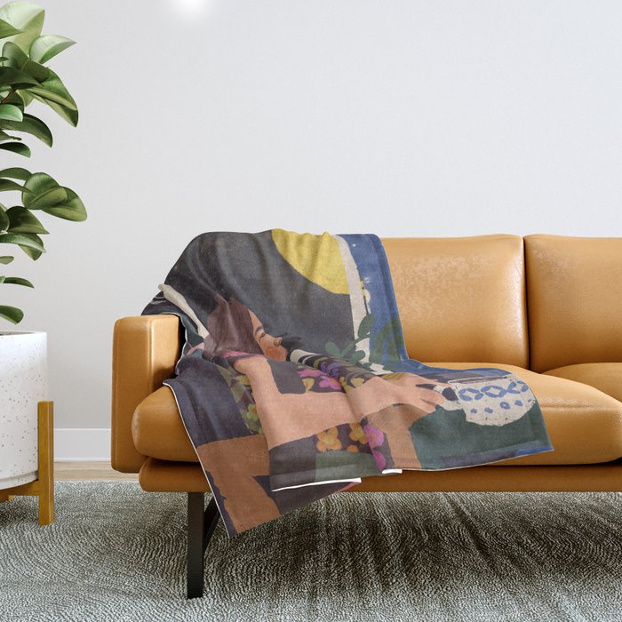 Full moon tea Throw Blanket Gallery Image 1