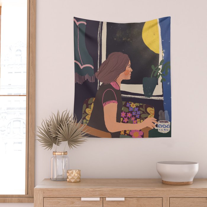 Full moon tea Wall Tapestry Gallery Image 2