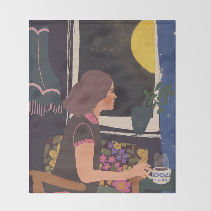 Full moon tea Throw Blanket Gallery Image 2