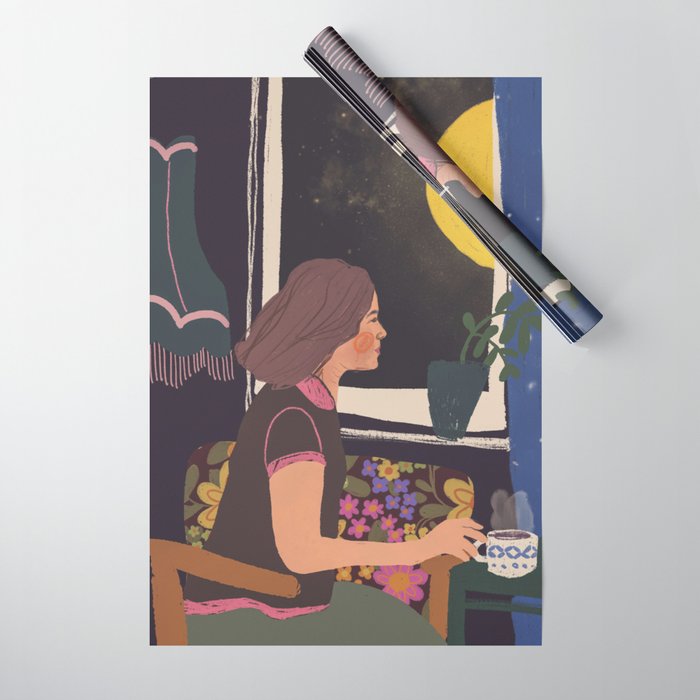 Full moon tea Wrapping Paper Gallery Image 1