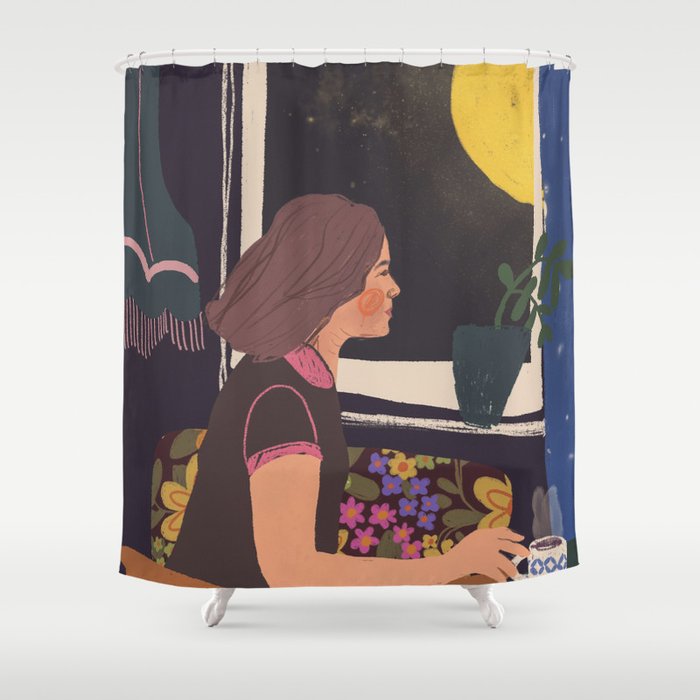 Full moon tea Shower Curtain Gallery Image 1
