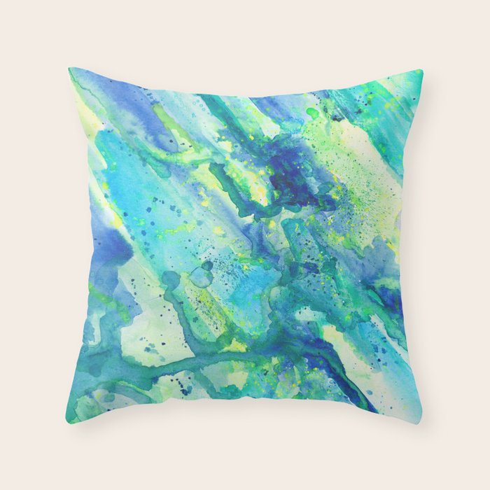 Caribbean Blues Abstract Throw Pillow Gallery Image 6