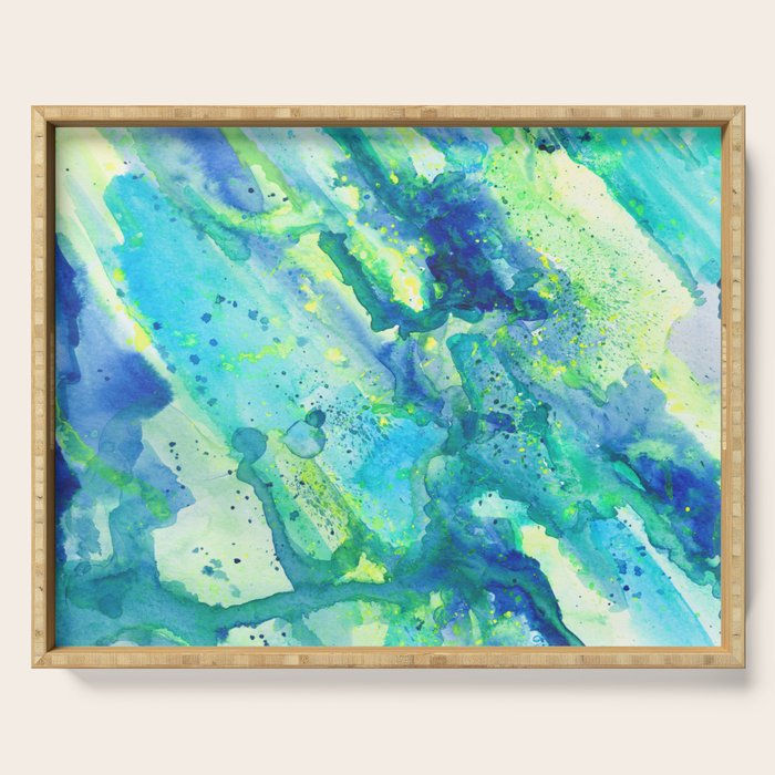 Caribbean Blues Abstract Serving Tray Gallery Image 1