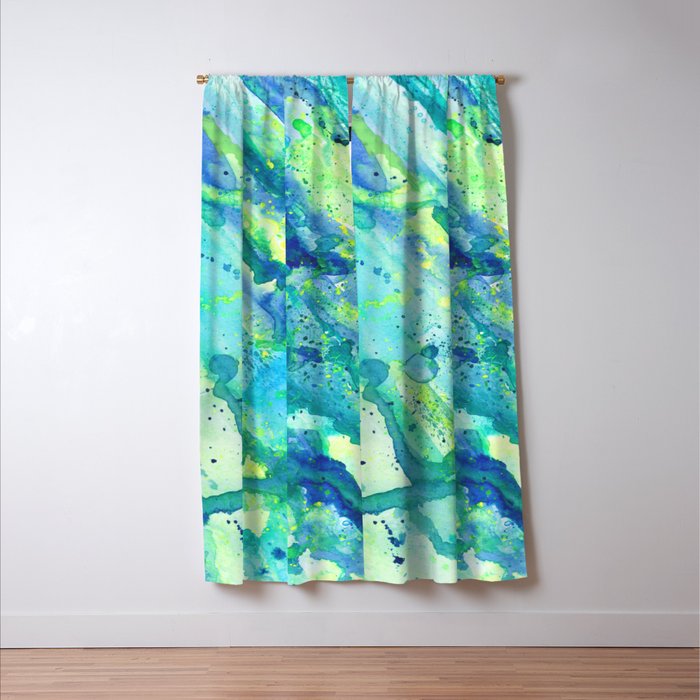 Caribbean Blues Abstract Window Curtain Gallery Image 3