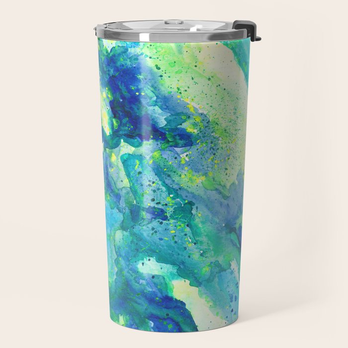 Caribbean Blues Abstract Travel Mug Gallery Image 2