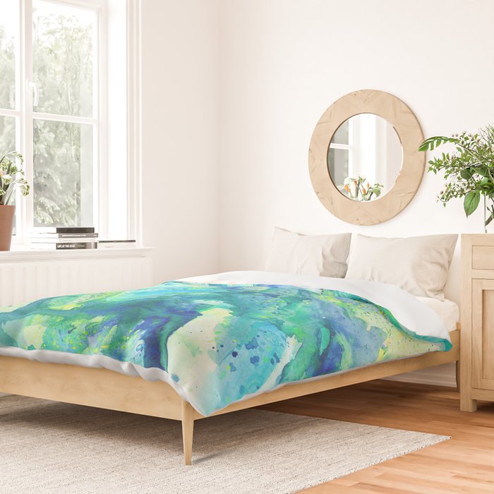 Caribbean Blues Abstract Duvet Cover Gallery Image 2