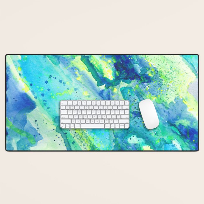 Caribbean Blues Abstract Desk Mat