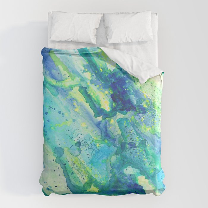 Caribbean Blues Abstract Duvet Cover Gallery Image 1