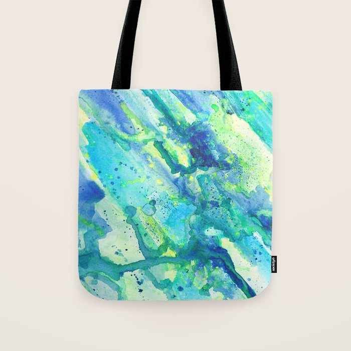 Caribbean Blues Abstract Tote Bag Gallery Image 1
