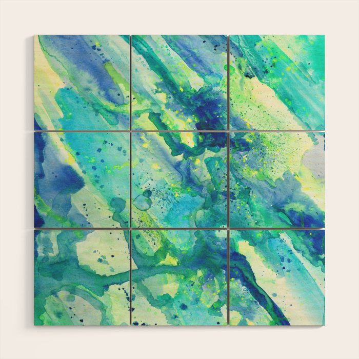 Caribbean Blues Abstract Wood Wall Art Gallery Image 1