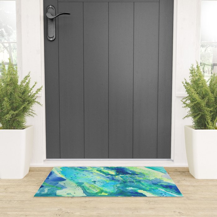 Caribbean Blues Abstract Welcome Mat Gallery Image 3
