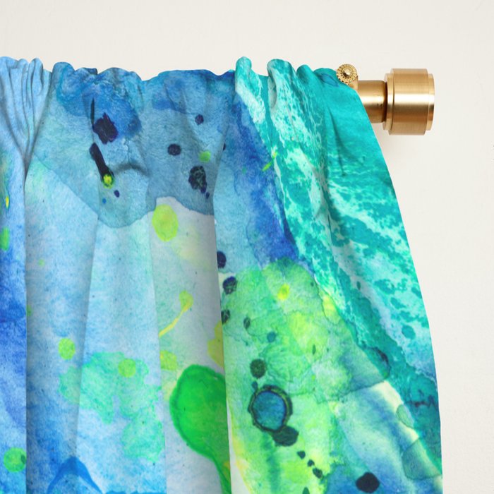Caribbean Blues Abstract Window Curtain Gallery Image 2