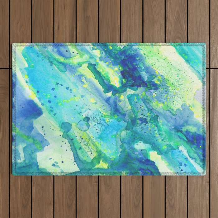 Caribbean Blues Abstract Outdoor Rug Gallery Image 1