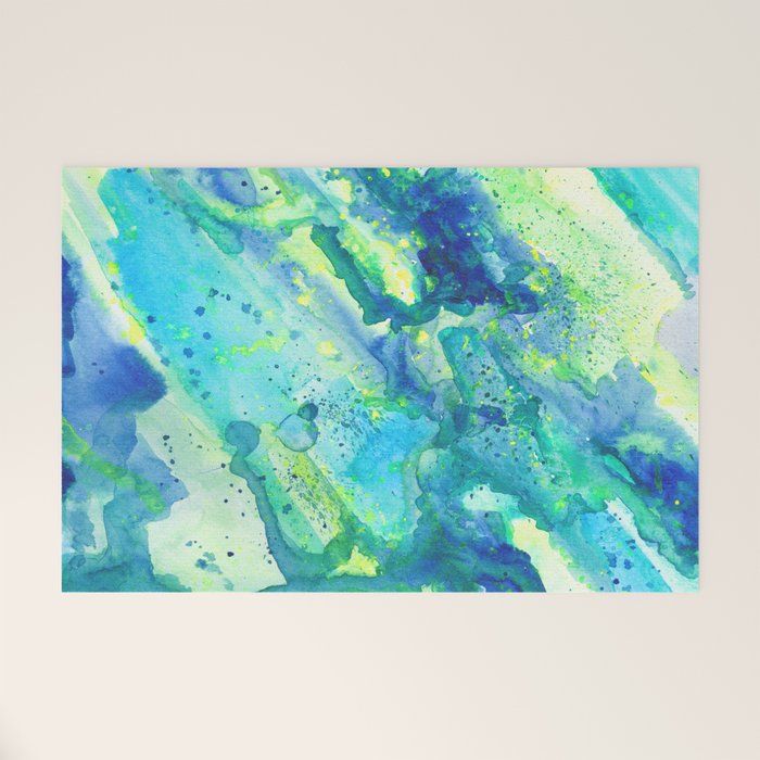 Caribbean Blues Abstract Welcome Mat Gallery Image 1