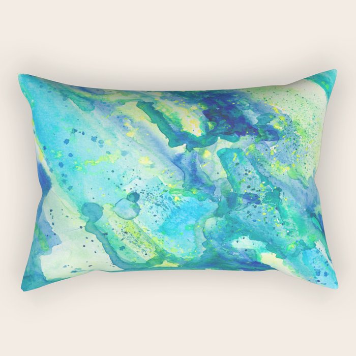 Caribbean Blues Abstract Rectangular Pillow Gallery Image 1