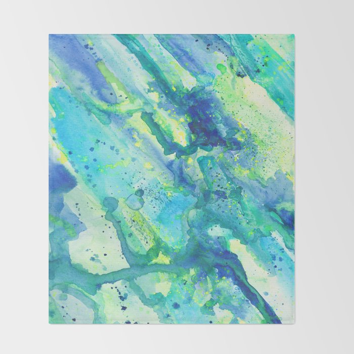 Caribbean Blues Abstract Throw Blanket Gallery Image 2