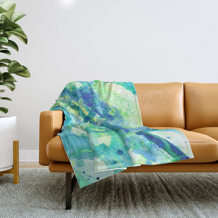 Caribbean Blues Abstract Throw Blanket Gallery Image 1