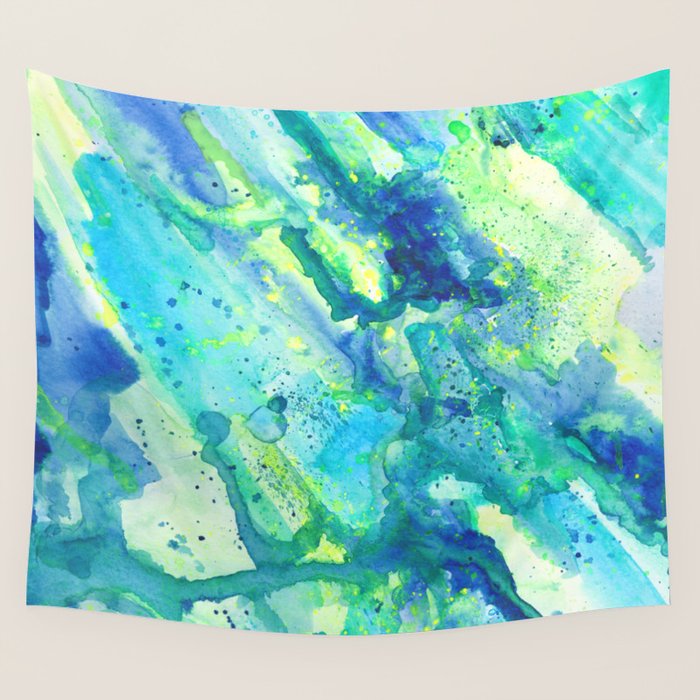 Caribbean Blues Abstract Wall Tapestry Gallery Image 1