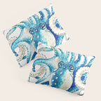 Blue Octopus Crosshatch Watercolor Comic Pillow Sham Gallery Image 3
