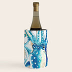 Blue Octopus Crosshatch Watercolor Comic Wine Chiller Gallery Image 1