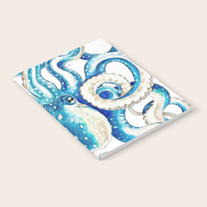 Blue Octopus Crosshatch Watercolor Comic Notebook Gallery Image 1