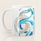 Blue Octopus Crosshatch Watercolor Comic Coffee Mug Gallery Image 3