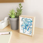 Blue Octopus Crosshatch Watercolor Comic Mini Art Print Gallery Image 2