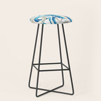 Blue Octopus Crosshatch Watercolor Comic Stool Gallery Image 1