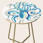 Blue Octopus Crosshatch Watercolor Comic Side Table Gallery Image 2