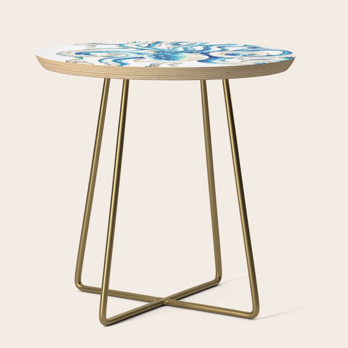 Blue Octopus Crosshatch Watercolor Comic Side Table Gallery Image 1