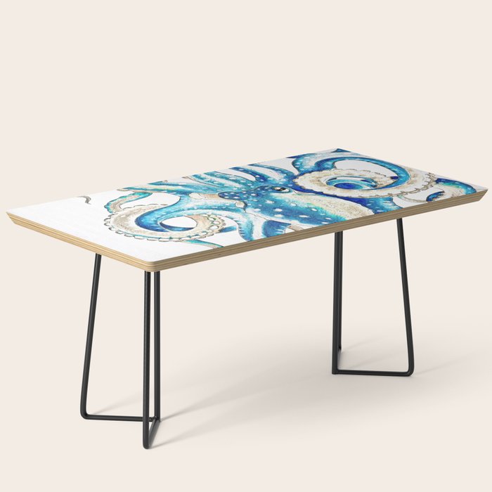 Blue Octopus Crosshatch Watercolor Comic Coffee Table Gallery Image 1