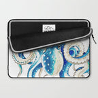Blue Octopus Crosshatch Watercolor Comic Laptop Sleeve Gallery Image 2