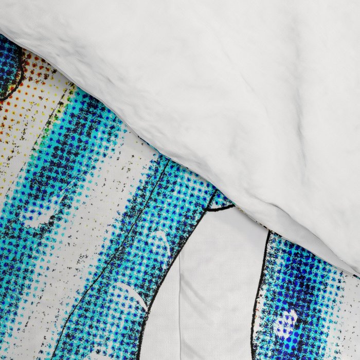 Blue Octopus Crosshatch Watercolor Comic Comforter Gallery Image 4