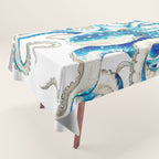 Blue Octopus Crosshatch Watercolor Comic Tablecloth Gallery Image 1