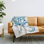 Blue Octopus Crosshatch Watercolor Comic Throw Blanket Gallery Image 1