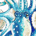 Blue Octopus Crosshatch Watercolor Comic Coffee Mug Gallery Image 2