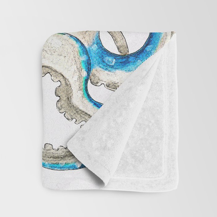 Blue Octopus Crosshatch Watercolor Comic Throw Blanket Gallery Image 3