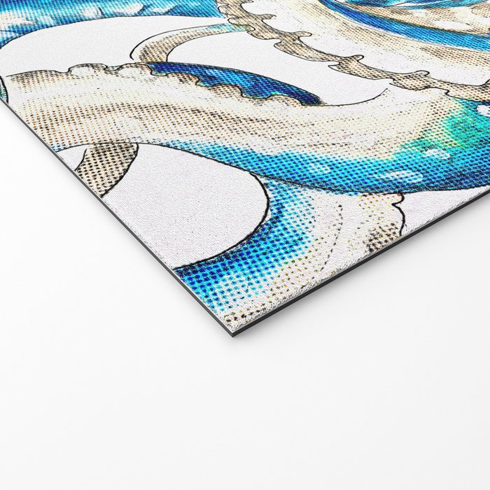 Blue Octopus Crosshatch Watercolor Comic Welcome Mat Gallery Image 2