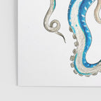 Blue Octopus Crosshatch Watercolor Comic Poster Gallery Image 3