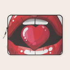 Red Lips with Heart Laptop Sleeve Gallery Image 1