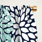 Floral Blooms in Navy, Teal and White Window Curtain Gallery Image 2