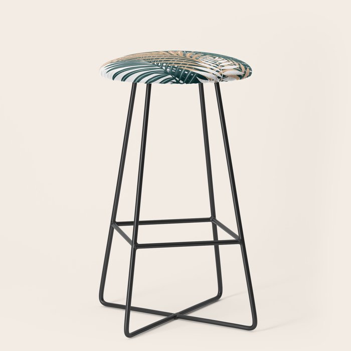 Gold and Green Palm Leaves Stool Gallery Image 1