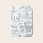 Toile de Jouy Vintage French Pastoral Blue & White Stripe Bath Mat Gallery Image 1